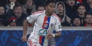 Endrick anotou seu primeiro gol pelo Lyon — Foto: Reprodução / OLEndrick anotou