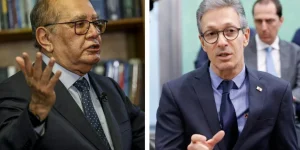O ministro do STF Gilmar Mendes e o ex-governador de Minas Gerais Romeu Zema. Fo