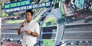 Guto Silva, Secretário de Estado das Cidades durante a entrega do novo Trevo do Catuaí, em Maringá (Credito/Fotos: Arnaldo Neto/AEN (Trevo) e Ari Dias/AEN)