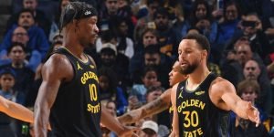 Jimmy Butler atua ao lado de Stephen Curry no GSW — Foto: Reprodução/XJimmy Butl
