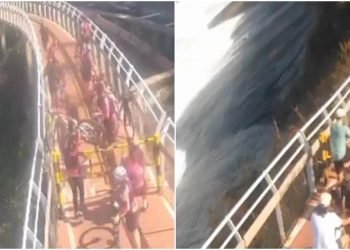 Ciclistas ultrapassam bloqueios da Ciclovia Tim Maia em meio a ressaca — Foto: C