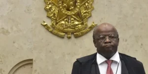 Foto: Joaquim Barbosa, em 2014, quando lamentou a absolvição dos condenados do M
