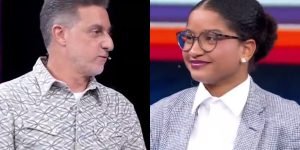 Foto: 1 de 1 Montagem colorida de Luciano Huck e Milena Moreira no Domingão com