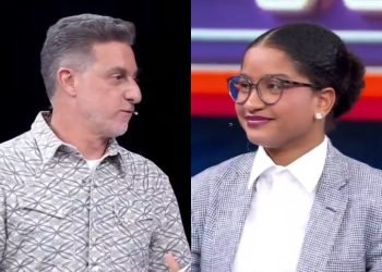 Foto: 1 de 1 Montagem colorida de Luciano Huck e Milena Moreira no Domingão com