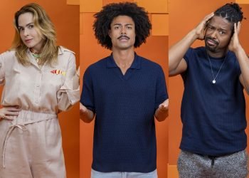 Montagem de imagens do 9º Paredão do BBB 26: Ana Paula Renault, Breno e L — Foto